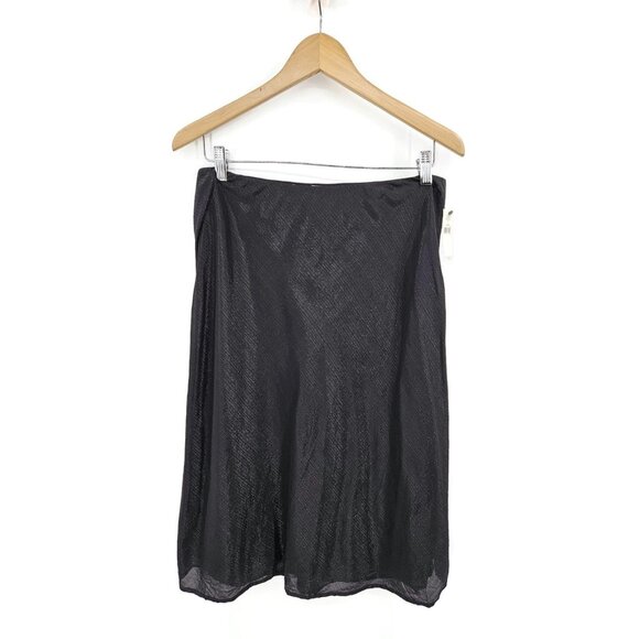 DKNY Dresses & Skirts - New VTG DKNY Black Shimmer Silk Skirt Womens 12 Plus Midi